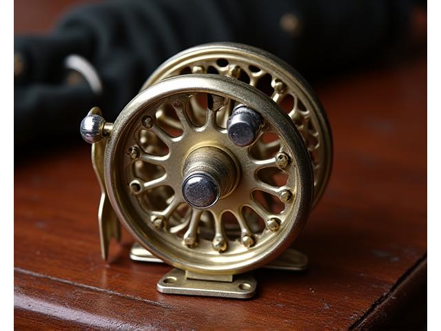 A beautifully restored vintage fishing reel, shiny and functional